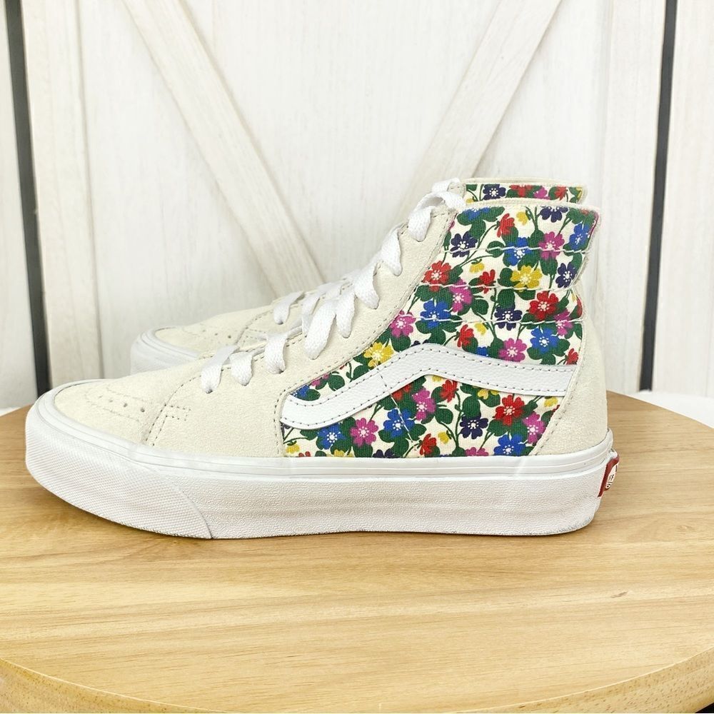 Vans Sk8 Hi Tapered Floral Sneakers White Suede Canvas‎ Multi 3.5 Men 5 Women